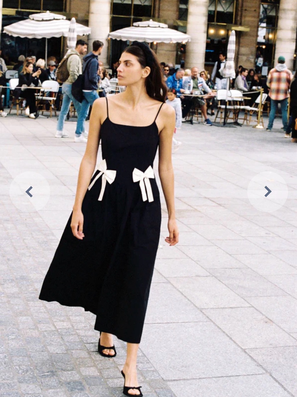 Ciao Lucia Black Midi Dress With Cream Bow Accents